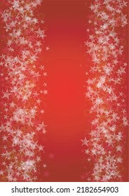 Vector Magical Glowing Background with Silver White and Purple Falling Stars on Red. Sparkle Star Night Cover and Card Design. Christmas and New Year Poster. Christmass Snow.