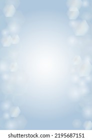 Vector mágico fondo brillante con hexágono plateado y morado sobre azul. Nieve cayendo. Marco De Confetti Glittery. Diseño de Navidad y Año Nuevo.  Cielo invernal con nevada de Bokeh. 