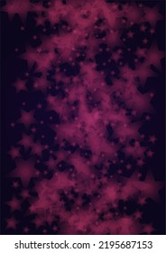 Vector Magical Glowing Background with Silver and Purple Falling Stars on Black. Sparkle Star Night Design. Glittery Confetti Frame. Cosmic Bokeh Light. Christmas and New Year Poster. Baby Fairy Print