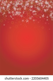 Vector Magical Glowing Background with Silver White and Purple Falling Stars on Red. Sparkle Star Night Cover and Card Design. Christmas and New Year Poster. Baby Fairy Print.