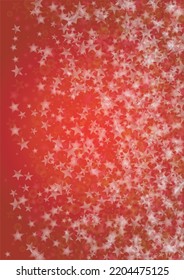 Vector Magical Glowing Background with Silver White and Purple Falling Stars on Red. Sparkle Star Night Cover and Card Design. Christmas and New Year Poster. Baby Fairy Print.