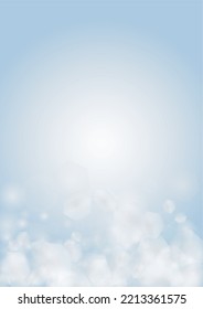 Vector Magical Glowing Background with Silver and Purple Falling Hexagon on Blue. Falling Snow. Glittery Confetti Frame. Christmas and New Year Design.  Winter Sky with Bokeh Snowfall. 
