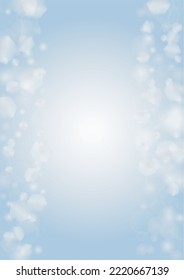 Vector Magical Glowing Background with Silver and Purple Falling Hexagon on Blue. Falling Snow. Glittery Confetti Frame. Christmas and New Year Design.  Summer Sunshine.