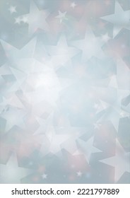 Vector Magical Glowing Background with Silver and Purple Falling Hexagon on Blue. Falling Snow. Glittery Confetti Frame. Christmas and New Year Design. Winter Sky. Summer Sunshine. Water Bokeh Splash.