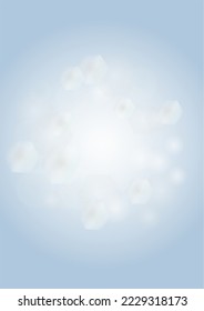 Vector Magical Glowing Background with Silver and Purple Falling Hexagon on Blue. Falling Snow. Glittery Confetti Frame. Christmas and New Year Design.  Water Bokeh Splash.