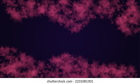 Vector Magical Glowing Background with Silver and Purple Falling Stars on Black. Christmass and New Year Poster. Glittery Confetti Frame. Sparkle Star Night Banner Design.