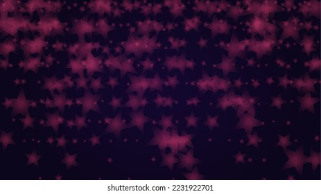 Vector Magical Glowing Background with Silver and Purple Falling Stars on Black. Christmass and New Year Poster. Baby Fairy Print. Sparkle Star Night Banner Design.