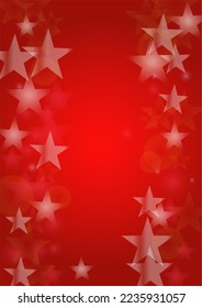 Vector Magical Glowing Background with Silver White and Purple Falling Stars on Red. Sparkle Star Night Cover and Card Design. Christmas and New Year Poster. Baby Fairy Print.