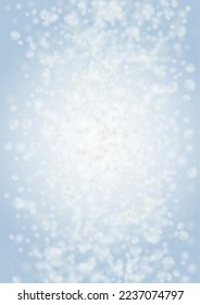 Vector Magical Glowing Background and Silver   Purple Falling Hexagon Blue  Falling Snow  Glittery Confetti Frame  Christmas   New Year Design   Winter Sky and Bokeh Snowfall  