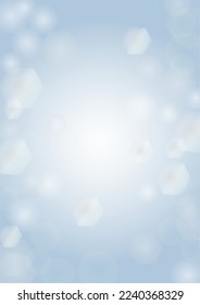 Vector Magical Glowing Background with Silver and Purple Falling Hexagon on Blue. Falling Snow. Glittery Confetti Frame. Christmas and New Year Design.  Summer Sunshine.