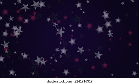 Vector Magical Glowing Background with Silver and Purple Falling Stars on Black. Christmass and New Year Poster. Glittery Confetti Frame Merry Christmass Header.