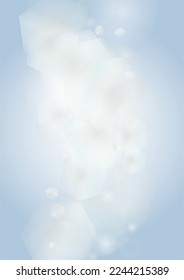 Vector Magical Glowing Background with Silver and Purple Falling Hexagon on Blue. Falling Snow. Glittery Confetti Frame. Christmas and New Year Design.  Summer Sunshine.