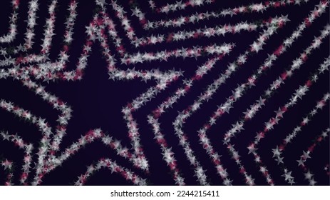 Vector Magical Glowing Background with Silver and Purple Falling Stars on Black. Christmass and New Year Poster. Cosmic Bokeh Light. Christmass Night Template Design.