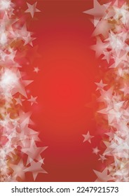 Vector Magical Glowing Background with Silver White and Purple Falling Stars on Red. Sparkle Star Night Cover and Card Design. Christmas and New Year Poster. Glittery Confetti Frame.