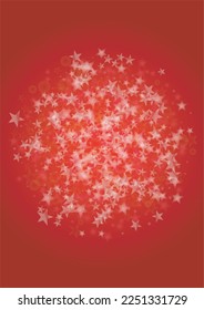 Vector Magical Glowing Background with Silver White and Purple Falling Stars on Red. Sparkle Star Night Cover and Card Design. Christmas and New Year Poster. Starry Festive Cover.