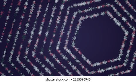 Vector Magical Glowing Background with Silver and Purple Falling Stars on Black. Christmass and New Year Poster. Glittery Confetti Frame. Sparkle Star Night Banner Design.