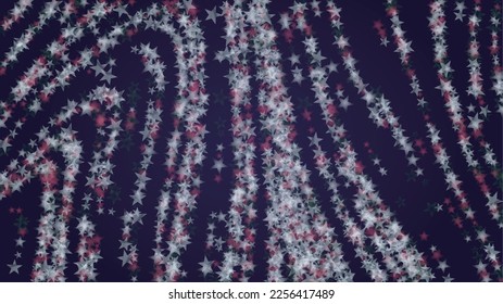 Vector Magical Glowing Background with Silver and Purple Falling Stars on Black. Christmass and New Year Poster. Glittery Confetti Frame Sparkle Star Night Banner Design.