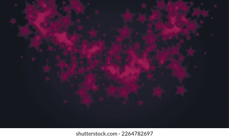 Vector Magical Glowing Background with Silver and Purple Falling Stars on Black. Christmass and New Year Poster. Glittery Confetti Frame Magical Web Page Design.