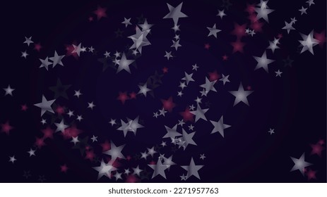 Vector Magical Glowing Background with Silver and Purple Falling Stars on Black. Christmass and New Year Poster. Baby Fairy Print. Merry Christmass Header.