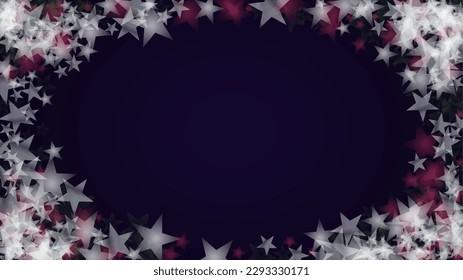 Vector Magical Glowing Background with Silver and Purple Falling Stars on Black. Christmass and New Year Poster. Glittery Confetti Frame Merry Christmass Header.