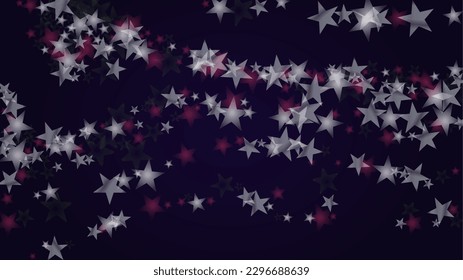 Vector Magical Glowing Background with Silver and Purple Falling Stars on Black. Christmass and New Year Poster. Glittery Confetti Frame Magical Web Page Design.
