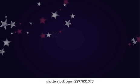 Vector Magical Glowing Background with Silver and Purple Falling Stars on Black. Christmass and New Year Poster. Baby Fairy Print. Sparkle Star Night Banner Design.