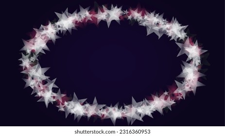 Vector Magical Glowing Background with Silver and Purple Falling Stars on Black. Christmass and New Year Poster. Glittery Confetti Frame Sparkle Star Night Banner Design.