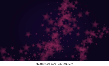 Vector Magical Glowing Background with Silver and Purple Falling Stars on Black. Christmass and New Year Poster. Baby Fairy Print. Christmass Night Template Design.