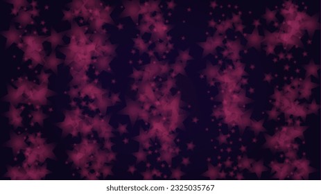 Vector Magical Glowing Background with Silver and Purple Falling Stars on Black. Christmass and New Year Poster. Glittery Confetti Frame. Magical Web Page Design.
