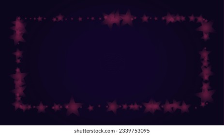 Vector Magical Glowing Background with Silver and Purple Falling Stars on Black. Christmass and New Year Poster. Glittery Confetti Frame Holiday Email Design.