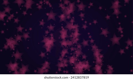 Vector Magical Glowing Background with Silver and Purple Falling Stars on Black. Christmass and New Year Poster. Glittery Confetti Frame Magical Web Page Design.