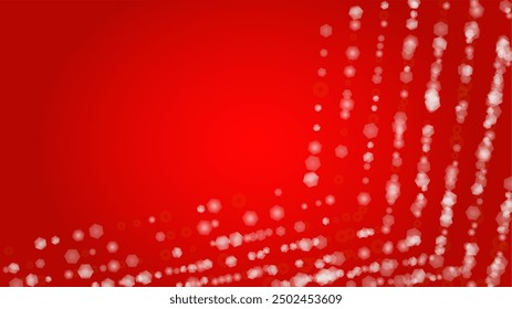 Vector Magical Glowing Background with Silver White and Purple Falling Stars on Red. Sparkle Star Night Cover and Card Design. Confetti Frame. Cosmic Bokeh Light. Christmas and New Year Poster.