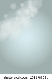 Vector Magical Glowing Background with Silver and Purple Falling Hexagon on Blue. Falling Snow. Glittery Confetti Frame. Christmas and New Year Design. Winter Sky. Summer Sunshine. Water Bokeh Splash.