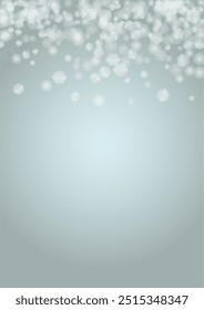 Vector Magical Glowing Background with Silver and Purple Falling Hexagon on Blue. Falling Snow. Glittery Confetti Frame. Christmas and New Year Design. Winter Sky. Summer Sunshine. Water Bokeh Splash.