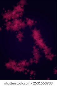 Vector Magical Glowing Background with Silver and Purple Falling Hexagon Snowflakes on Black. Falling Snow. Glittery Confetti Frame. Cosmic Bokeh Light. Christmas and New Year Poster. Winter Sky.