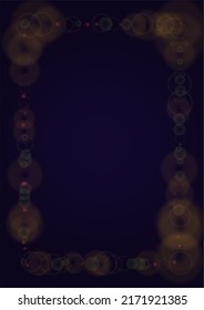 El fondo del Vector mágico de oro brilla con unos Círculos brillantes borrosos en negro. Textura de niebla estelar. Impresión de vacaciones brillante. Diseño de Navidad y Año Nuevo. Luz brillante en morado oscuro. Fondo Bokeh.