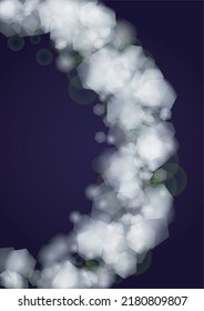 El fondo del Vector mágico de oro brilla con unos Círculos brillantes borrosos en negro. Textura de niebla estelar. Impresión de vacaciones brillante. Diseño de Navidad y Año Nuevo. Luz brillante en morado oscuro. Fondo Bokeh.