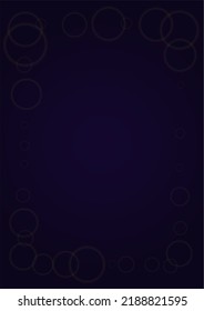 Vector Magical Gold Shine Background with Blurred Glowing Circles on Black. Starlight Fog Texture. Glitter Holiday Print. Christmas and New Year Design. Glowing Light on Dark Purple. Bokeh Background.
