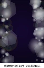 Vector Magical Gold Shine Background with Blurred Glowing Circles on Black. Starlight Fog Texture. Glitter Holiday Print. Christmas and New Year Design. Glowing Light on Dark Purple. Bokeh Background.