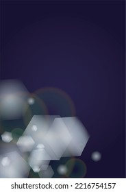 Vector Magical Gold Shine Background with Blurred Glowing Circles on Black. Starlight Fog Texture. Glitter Holiday Print. Christmas and New Year Design. Glowing Light on Dark Purple. Bokeh Background.
