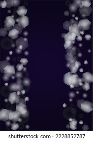 Vector Magical Gold Shine Background with Blurred Glowing Circles on Black. Starlight Fog Texture. Glitter Holiday Print. Christmas and New Year Design. Glowing Light on Dark Purple. Bokeh Background.