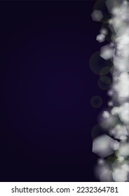Vector Magical Gold Shine Background with Blurred Glowing Circles on Black. Starlight Fog Texture. Glitter Holiday Print. Christmas and New Year Design. Glowing Light on Dark Purple. Bokeh Background.