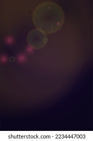 El fondo del Vector mágico de oro brilla con unos Círculos brillantes borrosos en negro. Textura de niebla estelar. Impresión de vacaciones brillante. Diseño de Navidad y Año Nuevo. Luz brillante en morado oscuro. Fondo Bokeh.