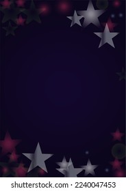 Vector Magical Gold Shine Background with Blurred Glowing Circles on Black. Starlight Fog Texture. Glitter Holiday Print. Christmas and New Year Design. Glowing Light on Dark Purple. Bokeh Background.