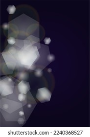 Vector Magical Gold Shine Background with Blurred Glowing Circles on Black. Starlight Fog Texture. Glitter Holiday Print. Christmas and New Year Design. Glowing Light on Dark Purple. Bokeh Background.