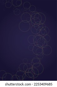 Vector Magical Gold Shine Background with Blurred Glowing Circles on Black. Starlight Fog Texture. Glitter Holiday Print. Christmas and New Year Design. Glowing Light on Dark Purple. Bokeh Background.