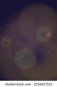 Vector Magical Gold Shine Background with Blurred Glowing Circles on Black. Starlight Fog Texture. Glitter Holiday Print. Christmas and New Year Design. Glowing Light on Dark Purple. Bokeh Background.