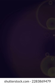Vector Magical Gold Shine Background with Blurred Glowing Circles on Black. Starlight Fog Texture. Glitter Holiday Print. Christmas and New Year Design. Glowing Light on Dark Purple. Bokeh Background.