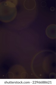Vector Magical Gold Shine Background with Blurred Glowing Circles on Black. Starlight Fog Texture. Glitter Holiday Print. Christmas and New Year Design. Glowing Light on Dark Purple. Bokeh Background.