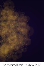 Vector Magical Gold Shine Background with Blurred Glowing Circles on Black. Starlight Fog Texture. Glitter Holiday Print. Christmas and New Year Design. Glowing Light on Dark Purple. Bokeh Background.